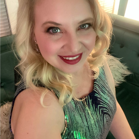 O-Neck, Navy sequined party dress, Evening dress - Picture 7 of 7